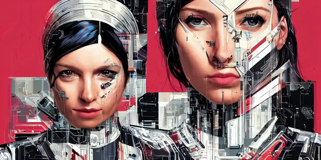 Image similar to a portrait of a female android, by MARVEL comics and Sandra Chevrier, 4k