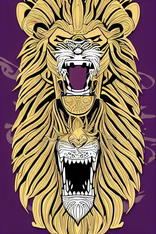 Image similar to Portrait of a lion as a samurai, samurai, japan, anime, sticker, colorful, illustration, highly detailed, simple, smooth and clean vector curves, no jagged lines, vector art, smooth