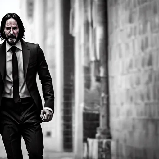 Prompt: John Wick, dramatic, (EOS 5DS R, ISO100, f/8, 1/125, 84mm)