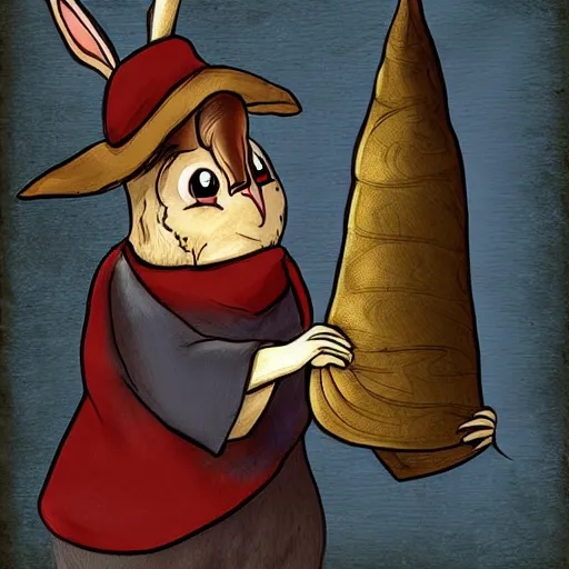 Prompt: a rabbit pulling a wizard out of a hat digital art