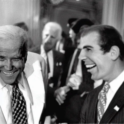 Image similar to us archive footage of big foot making trade deals with joe biden, photograph, award winning photo, 3 5 mm lense