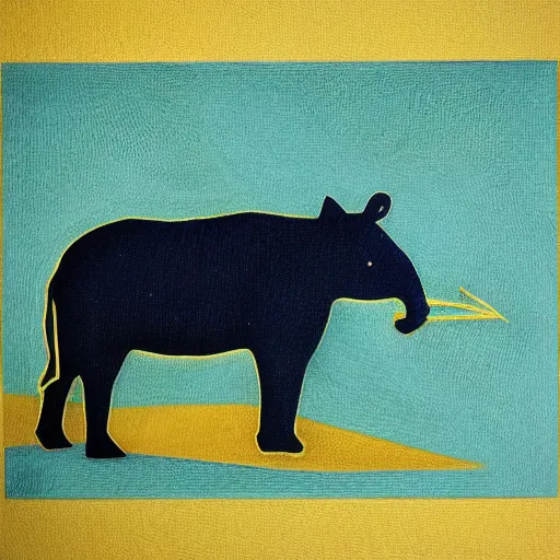 Prompt: monstrous tapir by Mike Savad. Dark, yellow green and blue, sharp, intricate, highly detailed