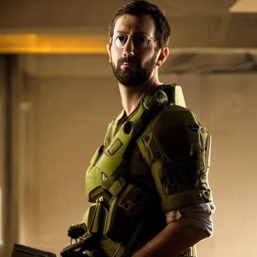 Prompt: NCIS New Orleans actor Rob Kerkovich in the tv series Halo. Cinematic film still, atmospheric lighting