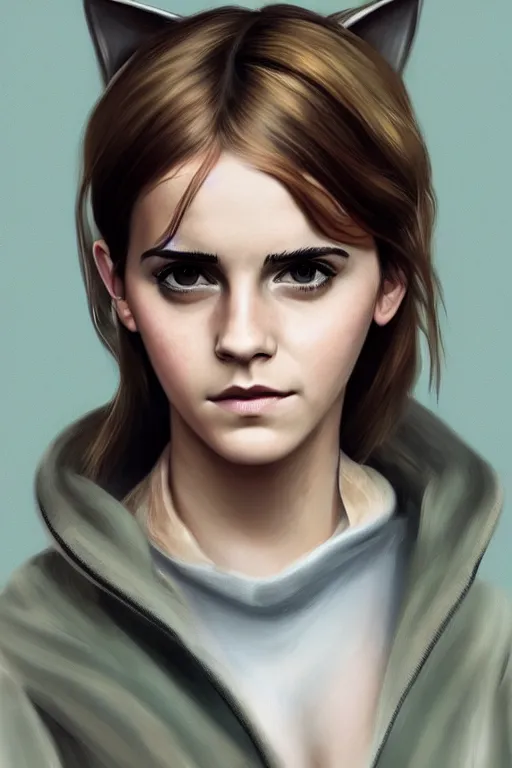 Prompt: a selfie of Emma Watson as a cat in the Matrix, fantasy, intricate, young and cute girl, highly detailed, digital painting, artstation, concept art, smooth, sharp focus, illustration