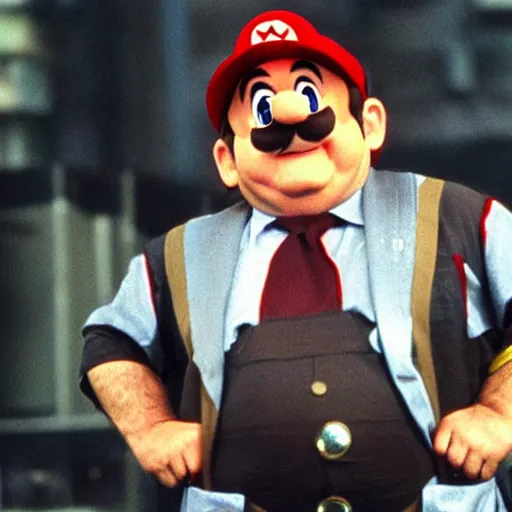 Image similar to Danny Devito as Mario in Mario Brothers movie, photo, detailed, 4k