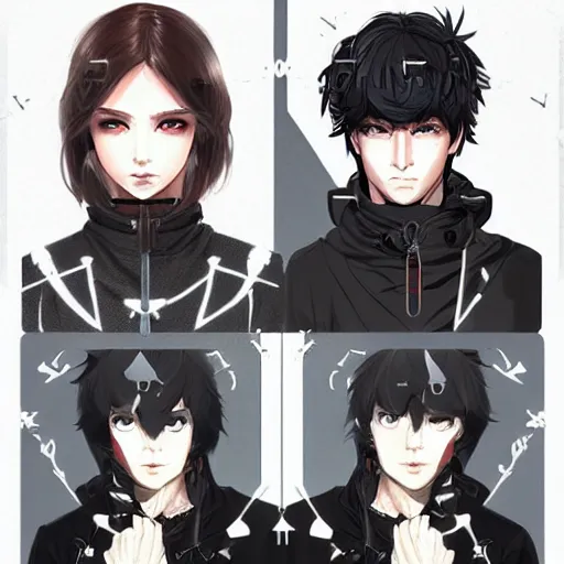 Image similar to by kyoto animation, techwear occultist, chaos magick, leviathan cross, androgynous, beautiful, detailed symmetrical close up portrait looking like ryan reynolds, intricate complexity, in the style of artgerm and ilya kuvshinov, cel shaded