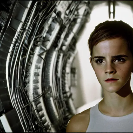 Prompt: Emma Watson as Ellen Ripley in Alien 3 famous scene, film still, UHD, 8k, highly detailed