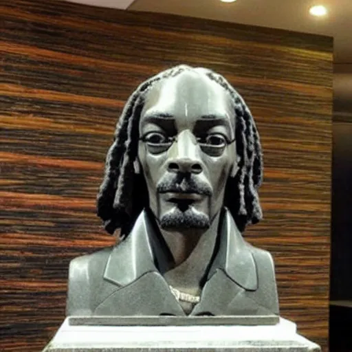 Prompt: snoop dogg statue made out of granite