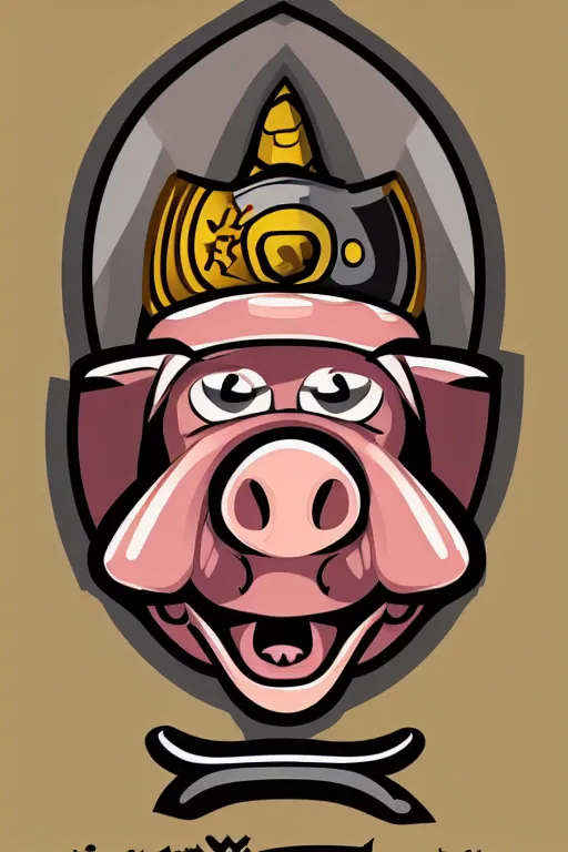 Image similar to A portrait of a pig as an evil warlord general, sticker, Anthropomorphized, portrait, highly detailed, colorful, illustration, smooth and clean vector curves, no jagged lines, vector art, smooth