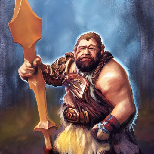 Image similar to a fantasy comic book style portrait painting of a dwarf berserker swinging axes, unreal 5, daz, hyperreal