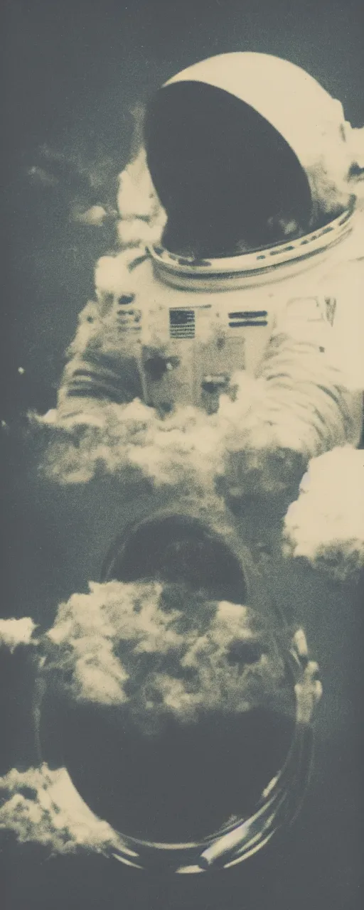 Image similar to polaroid of a dream astronaut double exposure sea high contrast