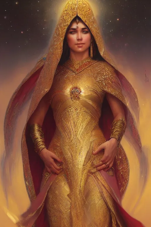 Image similar to ashtar sheeram portrait, detailed, 8 k, trending on artstation, smooth, sharp focus artwork by mark arian, artgerm, mark keathley, greg rutkowski and alphonse mucha