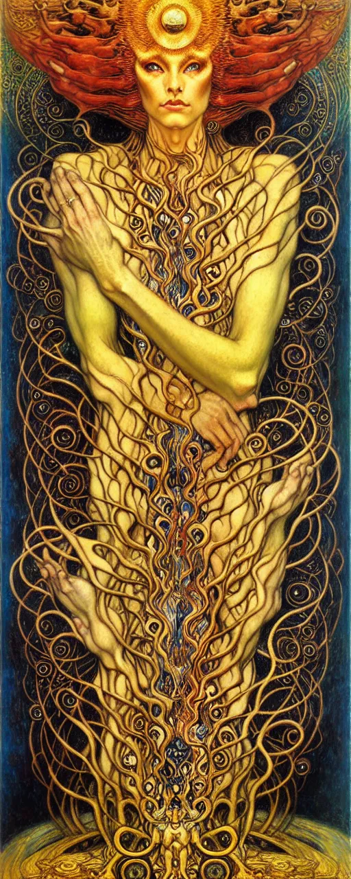 Image similar to Divine Chaos Engine by Karol Bak, Jean Delville, William Blake, Gustav Klimt, and Vincent Van Gogh, symbolist, visionary