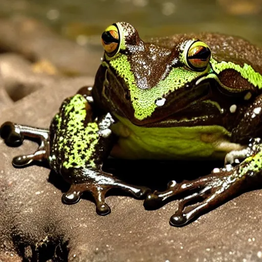 Image similar to screaming frog splits a lava lake