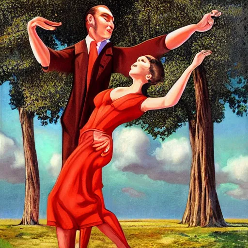 Prompt: a giantess man with a giant woman dancing together, enormous, big, by enoch bolles, photo, digital art, trees, houses, street, hearts