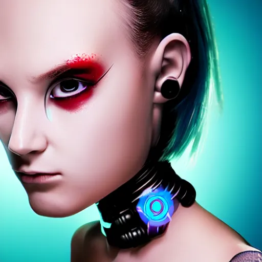 Prompt: young lady cyborg, bioorganic concept, beautiful face