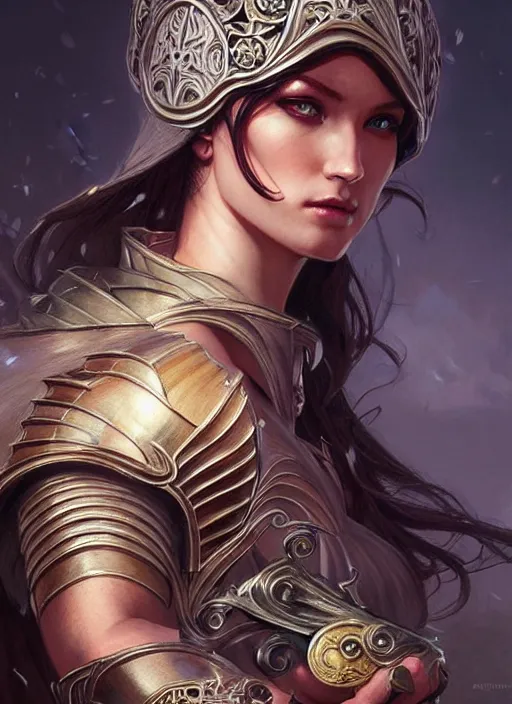 Image similar to Muscular and powerful medieval knight portrait, art nouveau, fantasy, intricate flower designs, elegant, highly detailed, sharp focus, art by Artgerm and Greg Rutkowski