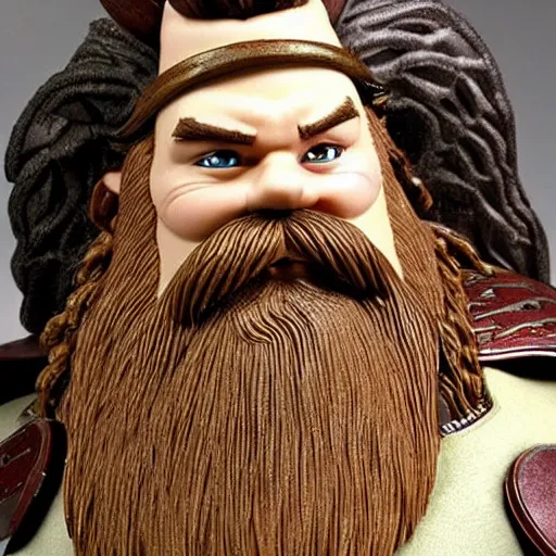 Image similar to gimli from the anime lord of the rings (1986), ringer hair, big beard, dwarf armor, battle axe, studio ghibli, very detailed, realistic