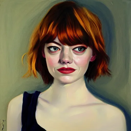 Image similar to oil painting of emma stone by james jean