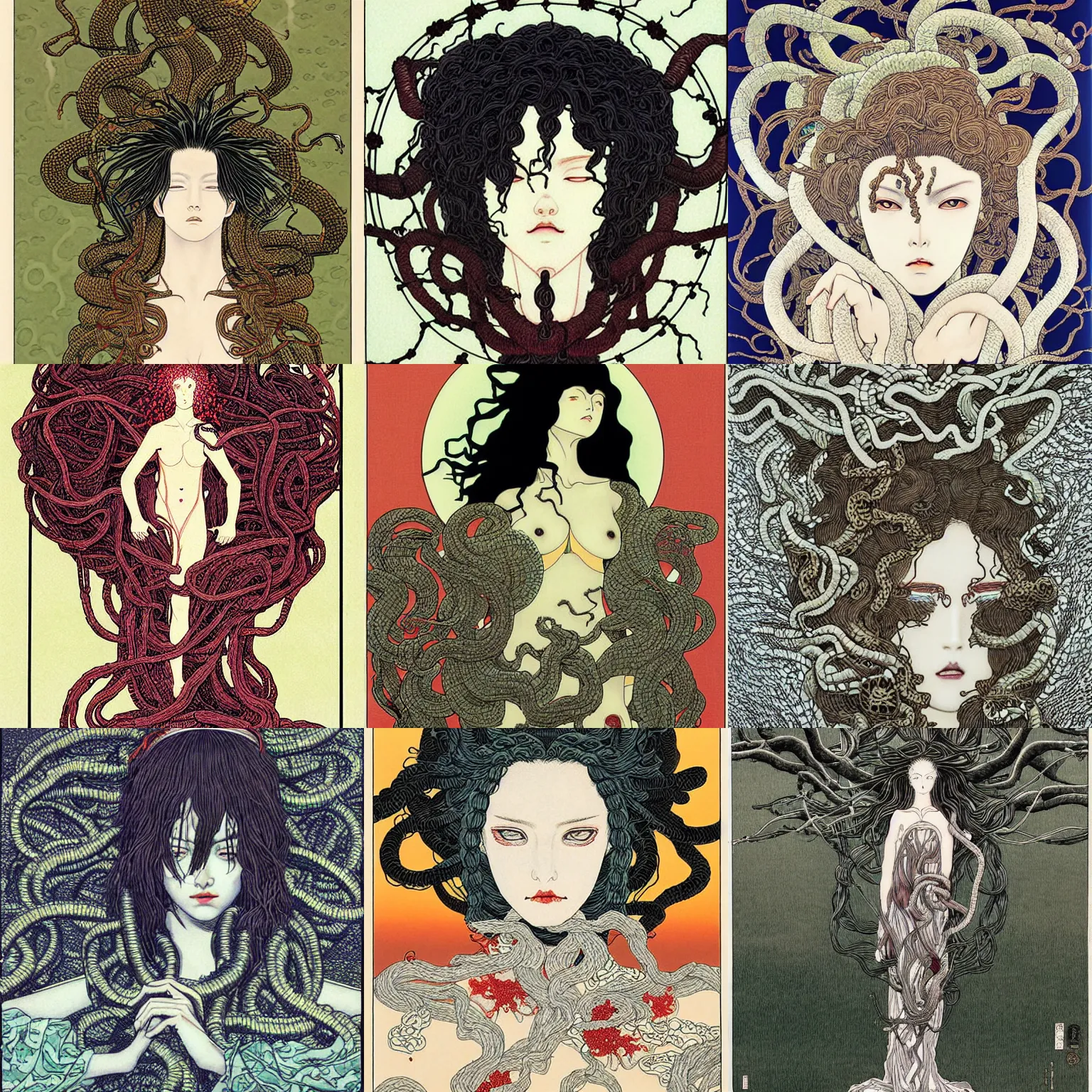 Prompt: medusa, super revolution, digital art by takato yamamoto