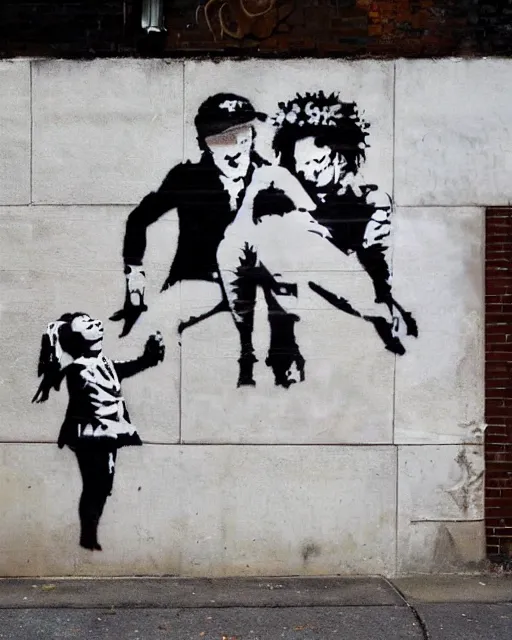 Image similar to A banksy tribute to Robin Williams, street art, detailed, gorgeous lighting