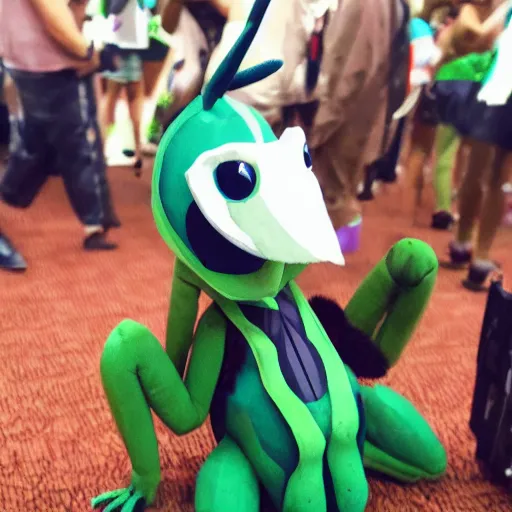 Image similar to praying mantis fursona at a furry convention