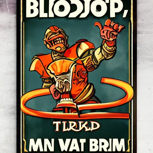 Image similar to stylized poster for blood bowl game, in style of thirties, with slogan play better!