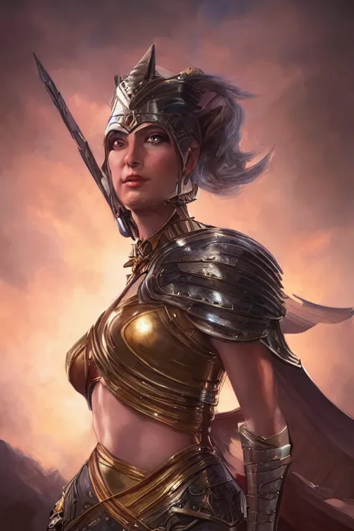 Image similar to amazon valkyrie athena, d & d, fantasy, portrait, highly detailed, headshot, digital painting, trending on artstation, concept art, sharp focus, illustration, art by artgerm and greg rutkowski and magali villeneuve