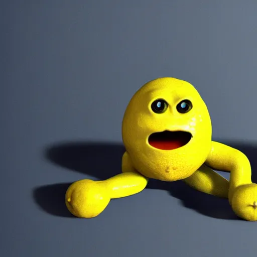 Prompt: a lemon with arms and legs with muscles, photorealistic, digital art,