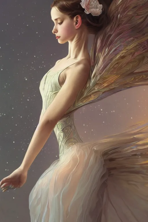 Image similar to ultra realistic illustration, ballerina, sci - fi, fantasy, intricate, elegant, highly detailed, digital painting, artstation, concept art, smooth, sharp focus, illustration, art by artgerm and alphonse mucha