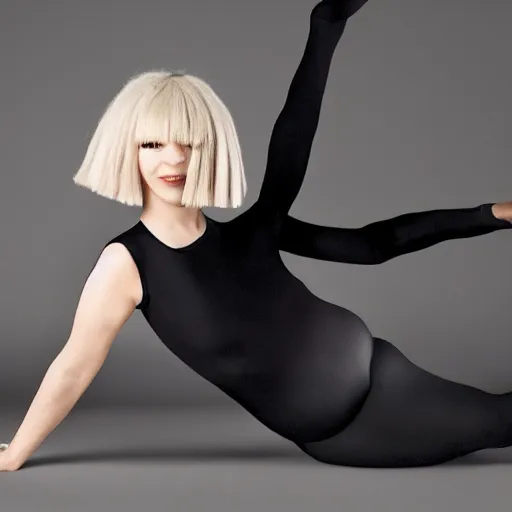 Image similar to Sia Furler artistic photoshoot wearing a leotard