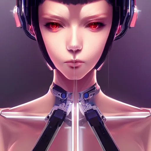 Image similar to beautiful cyborg - girl in sci - fi clothing made of diamonds, reflections, very high intricate details, digital anime art, medium shot, mid - shot, wlop, ilya kuvshinov, artgerm, krenz cushart, greg rutkowski, sana takeda