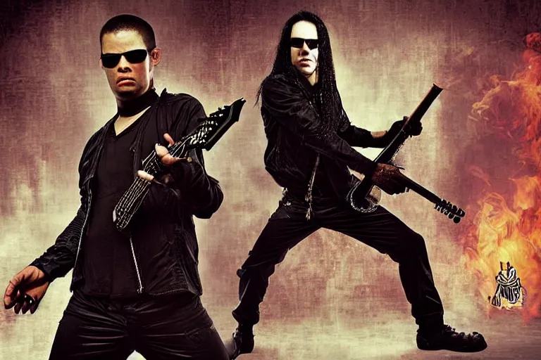 Prompt: a heavy metal musician in the matrix