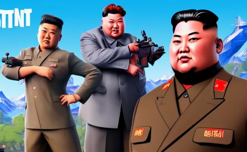 Image similar to a screenshot of kim jong un in fortnite,