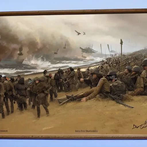 Image similar to omaha beach world war 2 geog darrow greg rutkowski