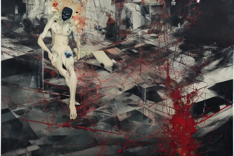 Image similar to The physical impossibility of death, in a brutalist architecture space ship , gothic, rich deep colours, painted by Francis bacon, Adrian ghenie, James jean and Petra cortright part by Gerhard Richter, part by Takato Yamamoto. 8k masterpiece