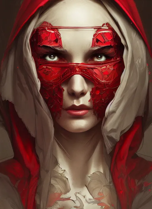 Prompt: symmetry!! red riding hood, machine parts embedded into face, intricate, elegant, highly detailed, digital painting, artstation, concept art, smooth, sharp focus, illustration, art by artgerm and greg rutkowski and alphonse mucha, 8 k