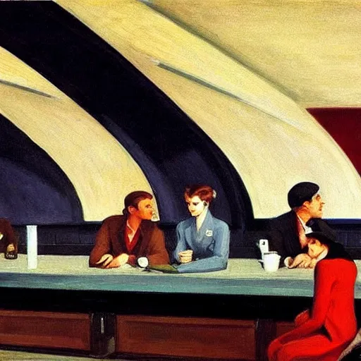 Prompt: rebel alliance in Nighthawks 1942 Painting by Edward Hopper