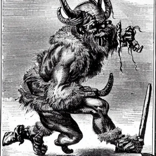 Prompt: krampus attacking the viewer