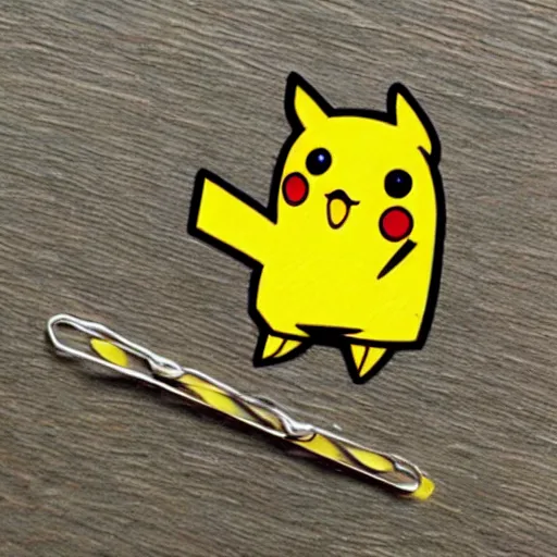 Prompt: a paperclip pikachu