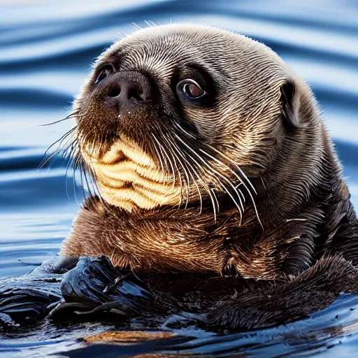Image similar to an sea-otter that looks like a pug, national geographic photography