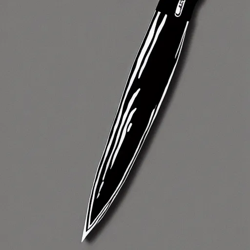 Prompt: a photo of an ink pen that is also knife by junji ito