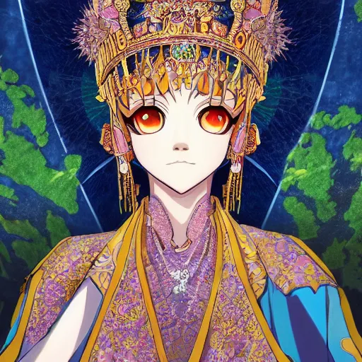 Image similar to portrait of queen of sheba, anime fantasy illustration by tomoyuki yamasaki, kyoto studio, madhouse, ufotable, comixwave films, trending on artstation