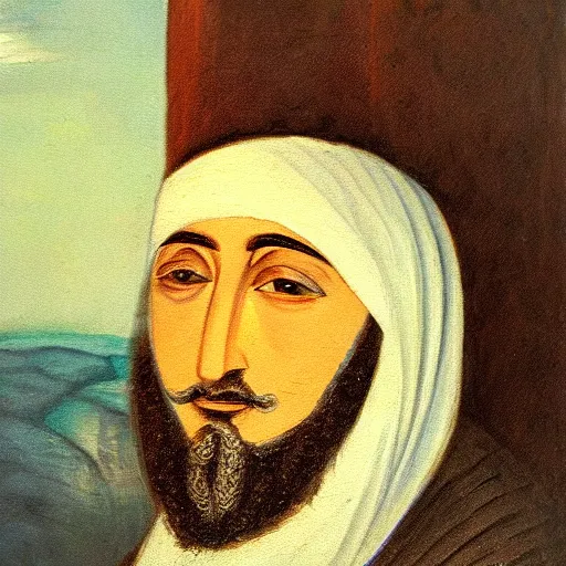 Image similar to ibn khaldun, oil painting