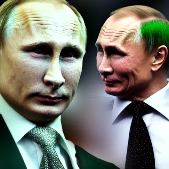 Image similar to punk vladimir putin with green mohawk