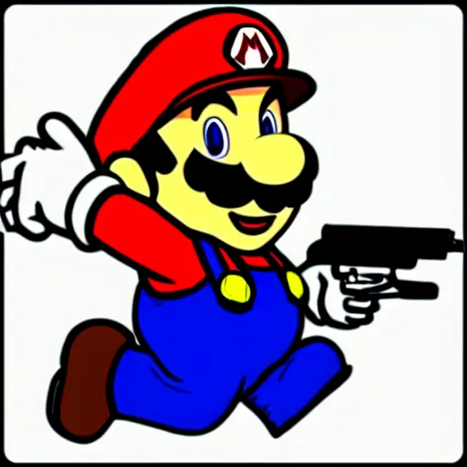 Image similar to super mario with a shotgun