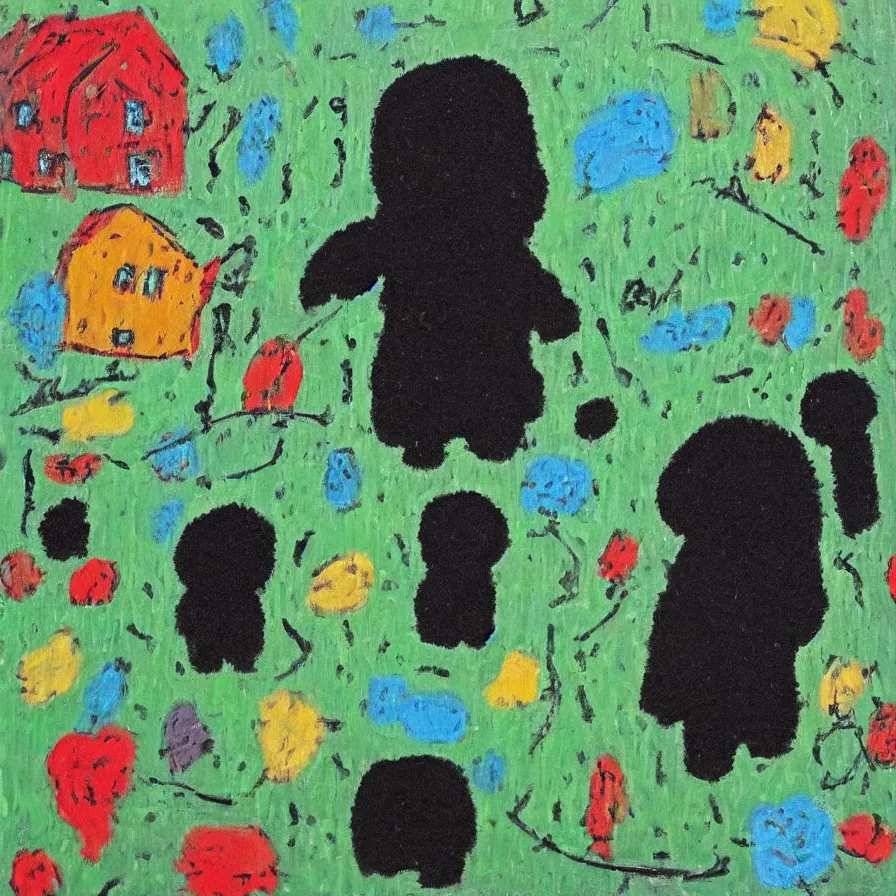 Prompt: soot sprite in the style of Maud Lewis, oil on canvas