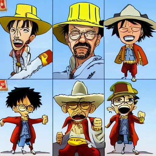 Image similar to walter white as luffy