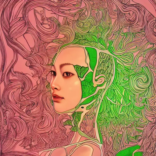 Image similar to the anatomy of a head of lettuce that looks like kim tae hee, an ultrafine detailed painting by james jean, intricate linework, bright colors, final fantasy, behance contest winner, vanitas, angular, altermodern, unreal engine