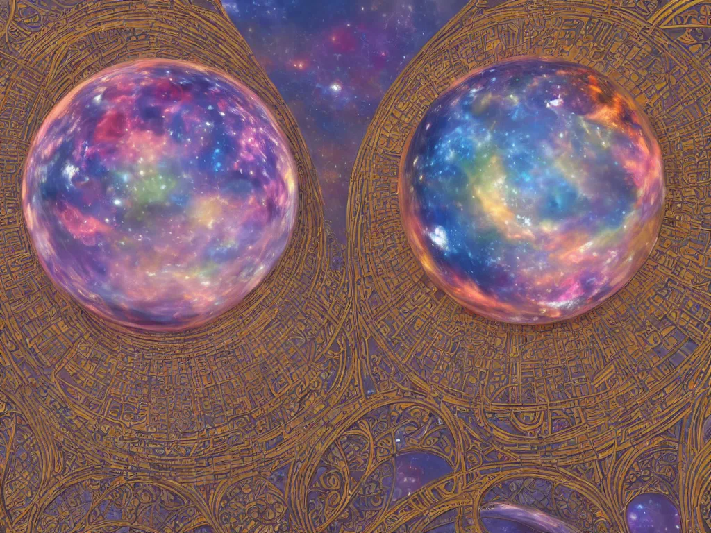 Prompt: The universe is a spheroid region 705 meters in diameter, 3d render, Sunlight Study, by Elizabeth Blackwell!!! and ((((Lisa Frank)))), Art Nouveau, 8k, extreme detail, sharp focus, octane render